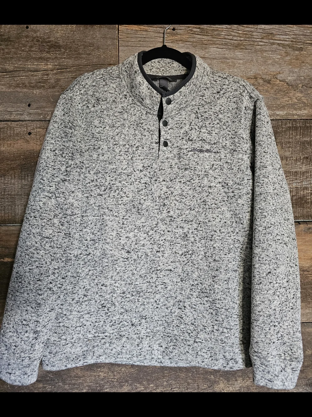 Eddie Bauer Heathered Gray Snap-Front Sweatshirt